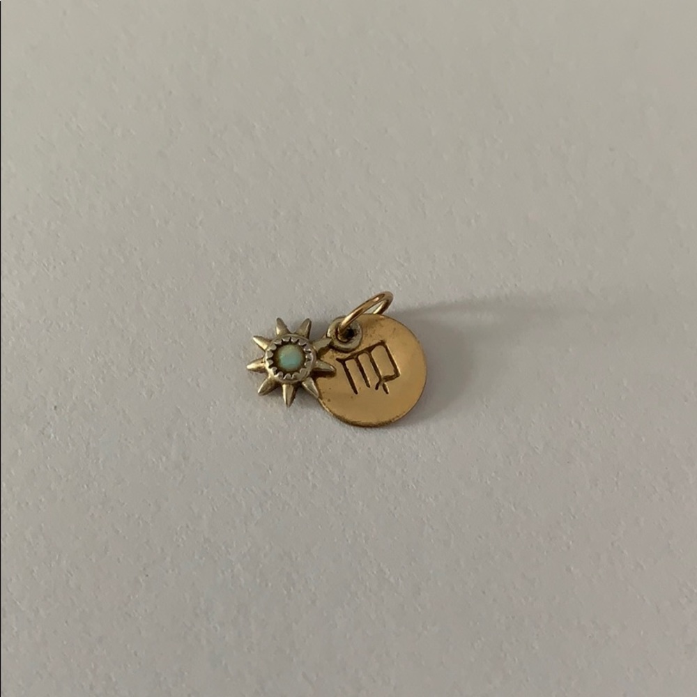 Gold Filled Virgo Stamped Charm and Opal Sun